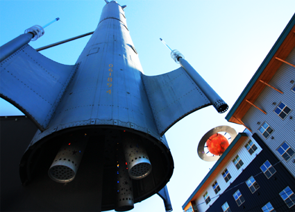 Looking up at the Fremont rocket