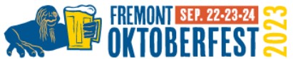 The text "Fremont Oktoberfest Sep 22, 23, 24 2023" in blue, yellow and red.