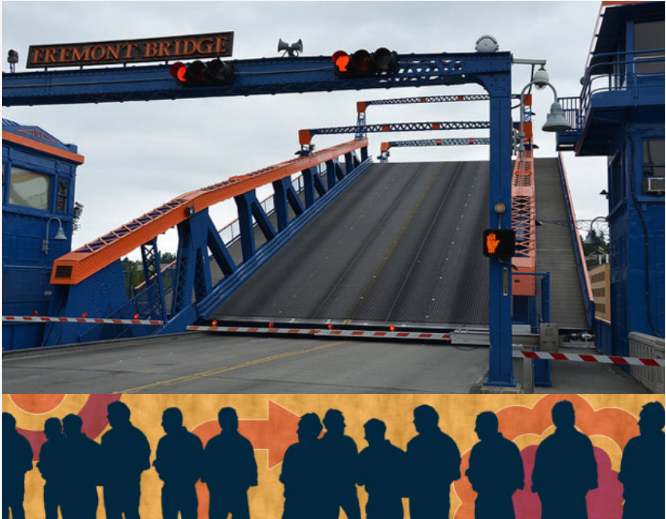 Image of an open Fremont bridge representing a Business meeting on a transportation topic.